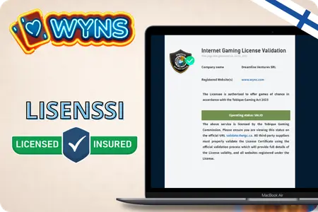 Kasinon lisenssi ja verotustiedot Wyns Casino