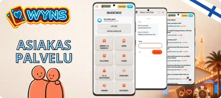 Wyns Casinon asiakastuki auttaa pelaajia eri kanavissa